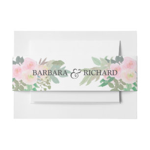 Rosafarbenes romantisches Florales Design Einladungsbanderole