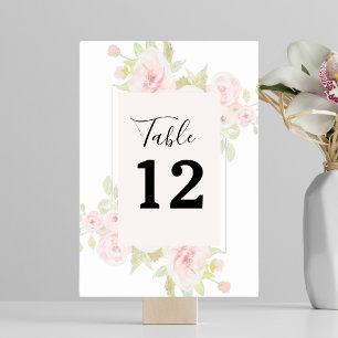Rosafarbenes Rosen-Watercolor-Grün Tischnummer