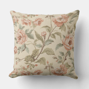 Rosafarbenes Salbeigrün Beiges Shabby-Chic-Blumenm Kissen