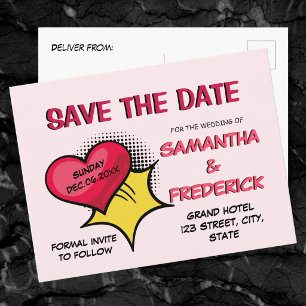 Rosafarbenes Save-the-Date-Postkarte Romantische Postkarte