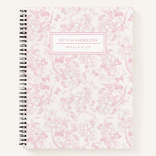 Rosafarbenes Whimsical Cupid & Kirschblüten Notizbuch