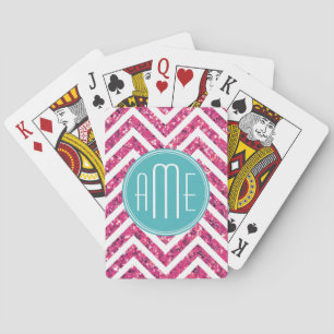 Rosaglimmer und Minz Custom Monogramm Spielkarten