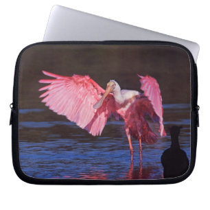 Rosalöffler (Ajaia ajaja) mit Kormoran Laptopschutzhülle