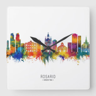 Rosario Argentina Skyline Quadratische Wanduhr