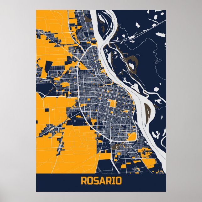 Rosario - Argentinien Bluefresh City Map Poster (Vorne)