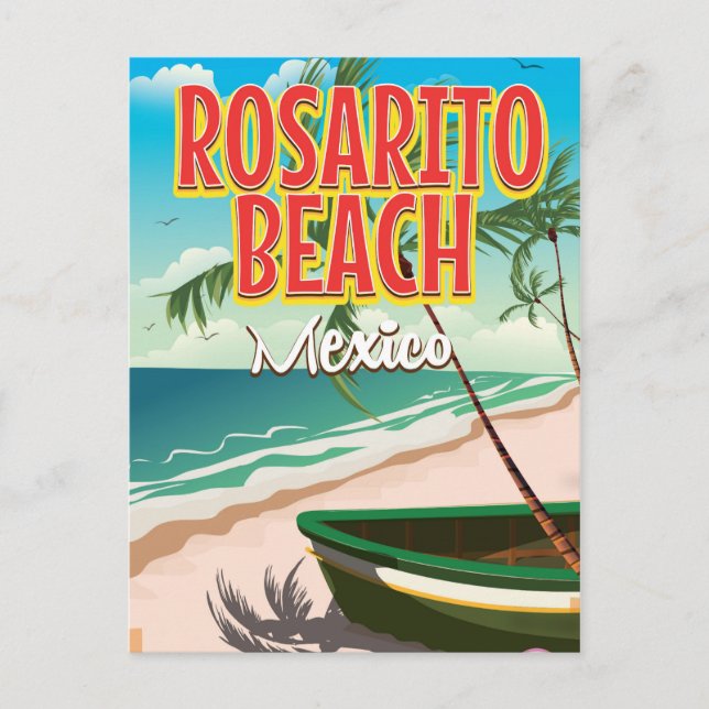 Rosarito Beach mexikanisches Reiseplakat Postkarte (Vorderseite)