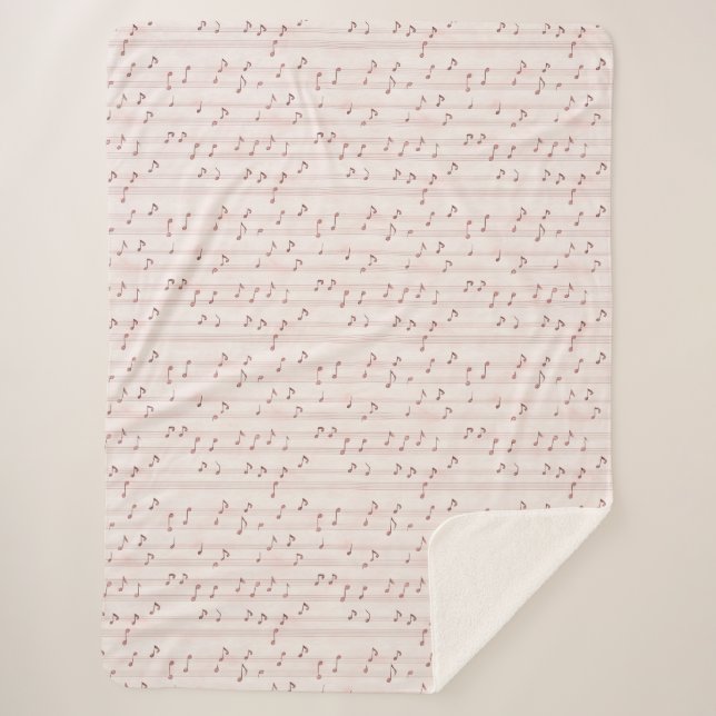 Rosarot braune Musiknoten   Sherpadecke (Vorderseite)