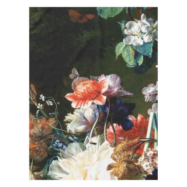ROSAROTE ANEMONEN-WEISSE BLUMEN, SCHMETTERLING IM TISCHDECKE (Vorderseite)