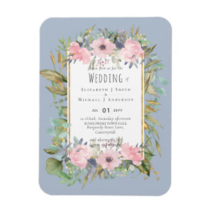 Rosarote Florale Sage-Grün-Hochzeit Magnet