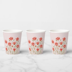 Rosarote romantische rote Rosen Brautparty Pappbecher