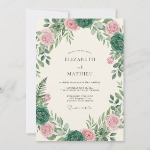 Rosarote Sukkulenten-Eukalyptus-Hochzeit Einladung