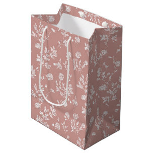 Rosarote Weiße Blumen Brautparty Mittlere Geschenktüte