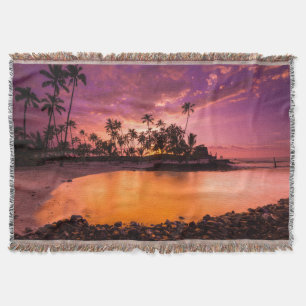 Rosaroter Sonnenuntergang am Hawaii-Strand Decke