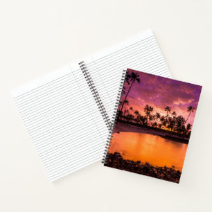 Rosaroter Sonnenuntergang am Hawaii-Strand Notizbuch