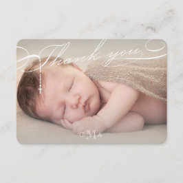 Rosary Cross Monogram Script Foto Religious Dankeskarte