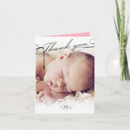 Rosary Cross Monogram Scripted Foto Religious Dankeskarte