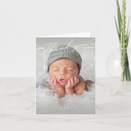 Rosary Cross Monogram Scripted Foto Religious Dankeskarte