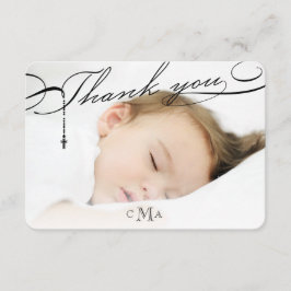 Rosary Cross Monogram Scripted Foto Religious Dankeskarte