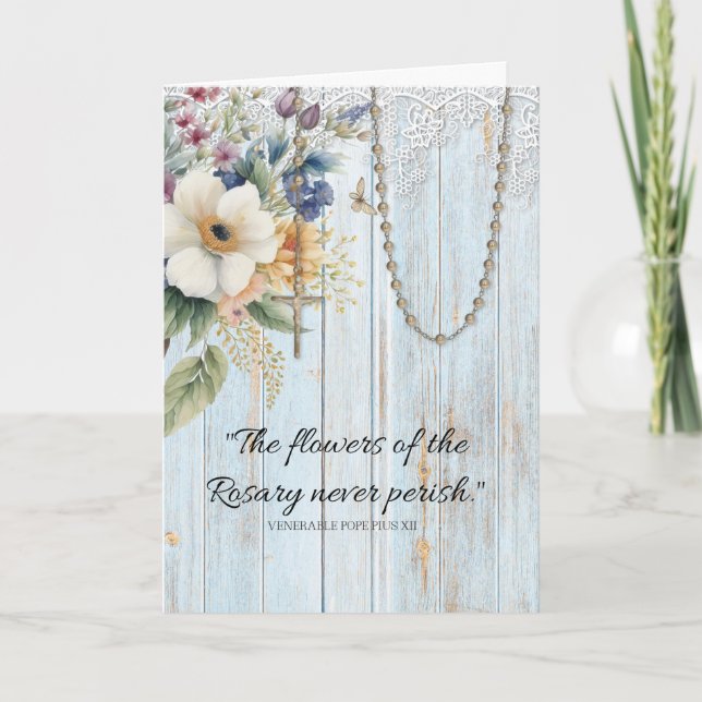 Rosary Floral Bouquet Gebet Karte (Vorderseite)