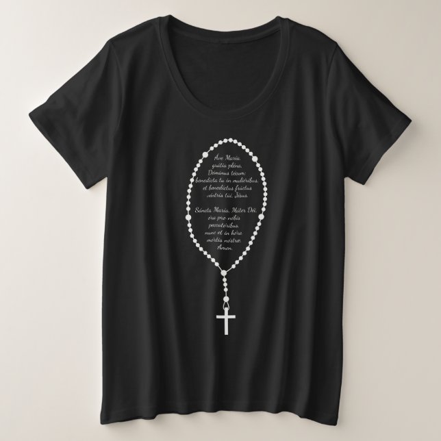 Rosary im Lateinischen Große Größe T-Shirt (Design vorne)