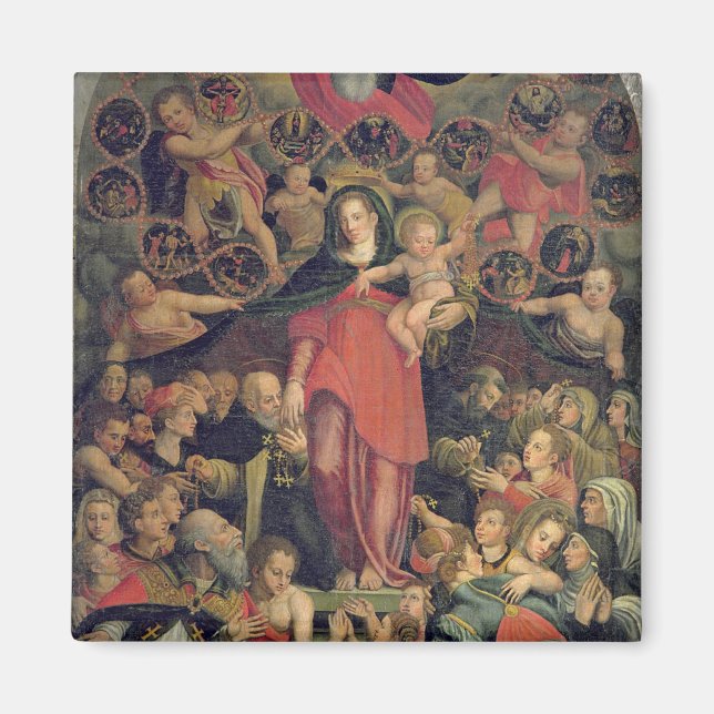 Rosary Madonna, c.1569 (Öl auf Leinwand) Magnet (Vorne)