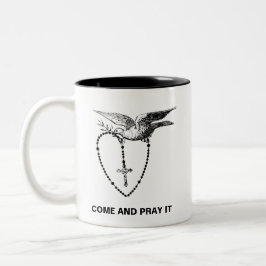 ROSARY MIT DOVE UND OLIVENBRANZ KOMMEN UND PRAKTIE ZWEIFARBIGE TASSE
