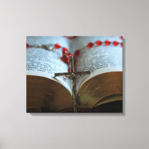 Rosary und Bibel 1 Leinwanddruck