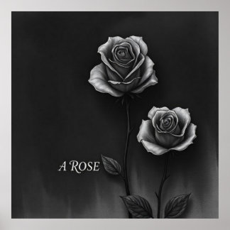 Rosas a carboncillo estilo artístico clásico poster