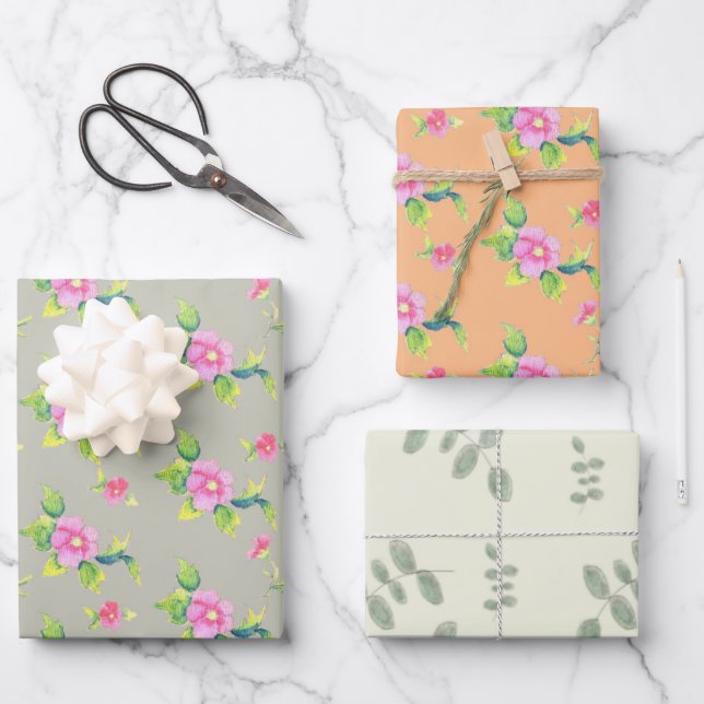 Rosas silvestres geschenkpapier set (Vorderseite)