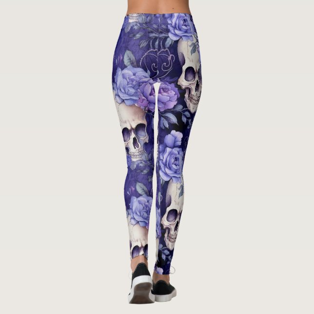 Rosas violetas con calaveras leggings (Rückseite)