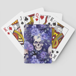 Rosas violetas con calaveras spielkarten