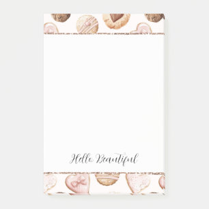 Röschenglitter Rosa Creme Braun Herzen Behandlunge Post-it Klebezettel