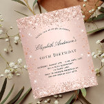 Rose<br><div class="desc">Für eine elegante 50. Geburtstagsfeier (oder jedes Alter). Eine Rose mit goldenem Farbverlauf. Dekoriert mit Rose Gold Konfetti. Personalisieren und fügen Sie einen Namen und Party-Details hinzu. Der Name wird mit einem handgeschriebenen Stilskript geschrieben</div>