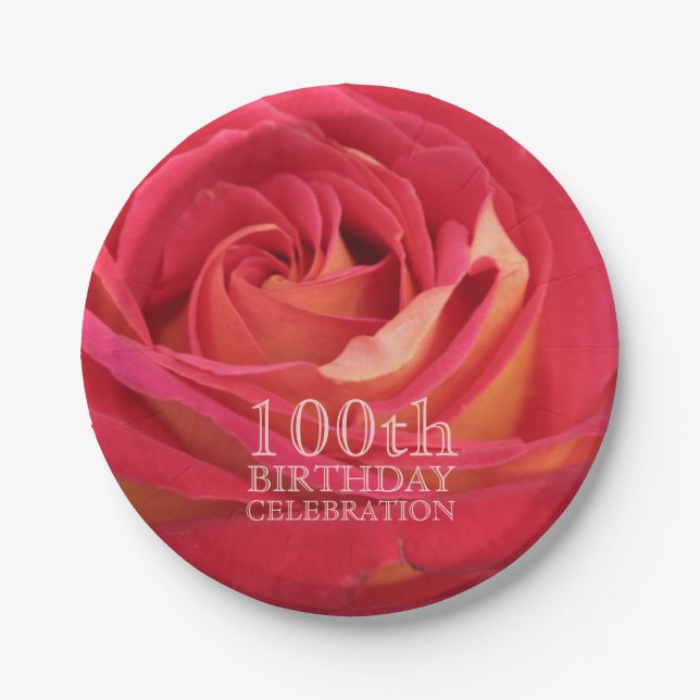 Rose 100. Geburtstagsparty Paper Teller -2- (Vorderseite)