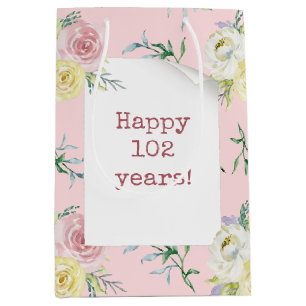 Rose 102. Geburtstag Mittlere Geschenktasche Mittlere Geschenktüte