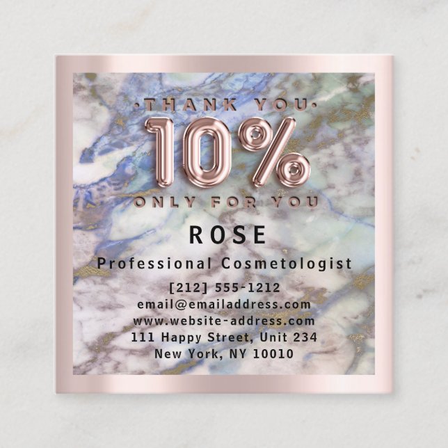 Rose 10% Ermäßigung für das Logo Hair Blue Pink Ma Terminkarte (Vorderseite)