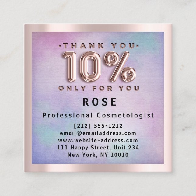 Rose 10% Ermäßigung Logohair Pink Ombre Terminkarte (Vorderseite)