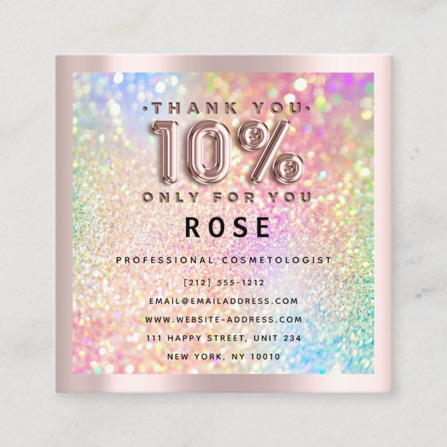 Rose 10 % Rabatt für Logokombinationen Holograph G Terminkarte (Vorderseite)