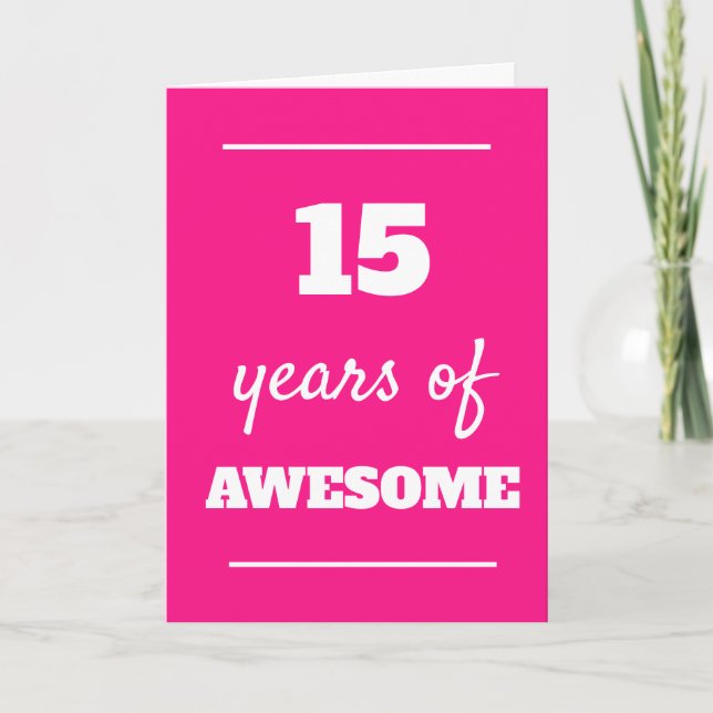 Rose 15 ans de la magnifique carte d'anniversaire  (Devant)