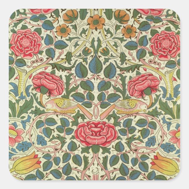 'Rose', 1883 (Baumwolle) Quadratischer Aufkleber (Vorderseite)