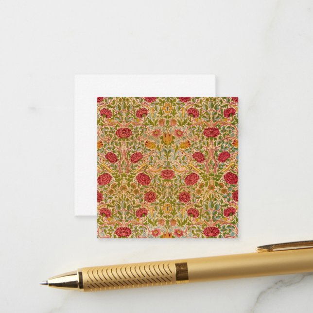 Rose, 1883 von William Morris Begleitkarte (Vorderseite/Rückseite Beispiel)
