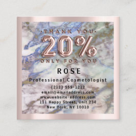 Rose 20 % Rabatt für Logo Hair Blue Pink Marmor Terminkarte