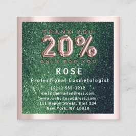 Rose 20 % Rabatt für Logohair Lash Glitzer Grün Terminkarte