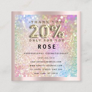 Rose 20 % Rabatt für Logos Holograph Glitzer Gold Terminkarte