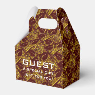 Rose-20-Rot-Gold-Gable-Gastgeschenk Geschenkschachtel