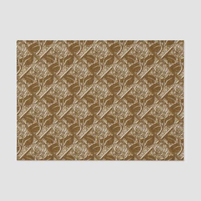 Rose-23-Braun-Goldzwirnpapier Seidenpapier (Vorderseite)