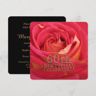 Rose 60. Geburtstagsfeier individuelle Einladung