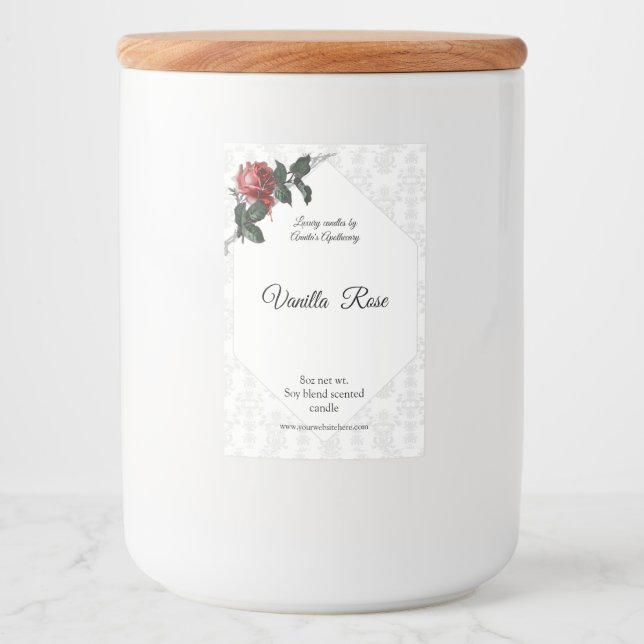 Rose à fil barbelé Damask Étiquette à bougie parfu (Devant)