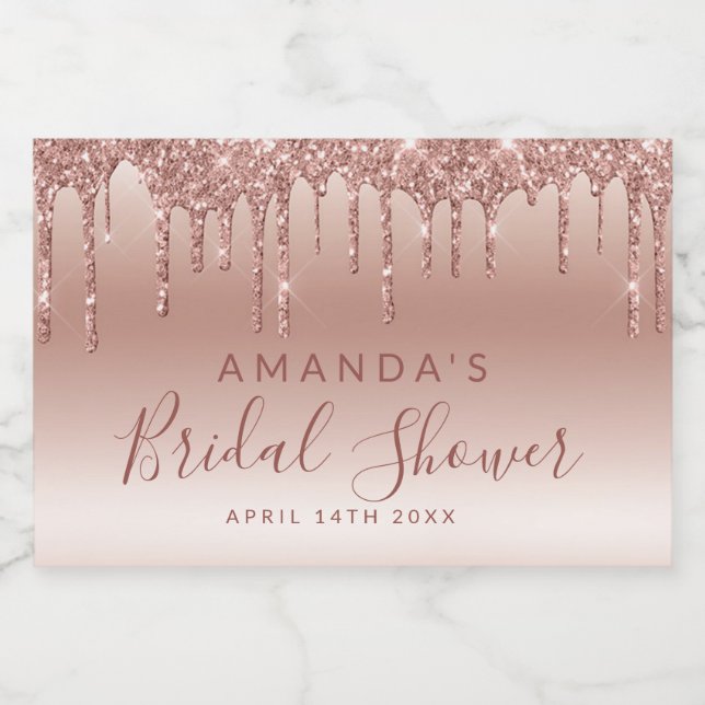 Rose à goutte Gold Mini  à vin mousseux Étiquette (Étiquettes simples)