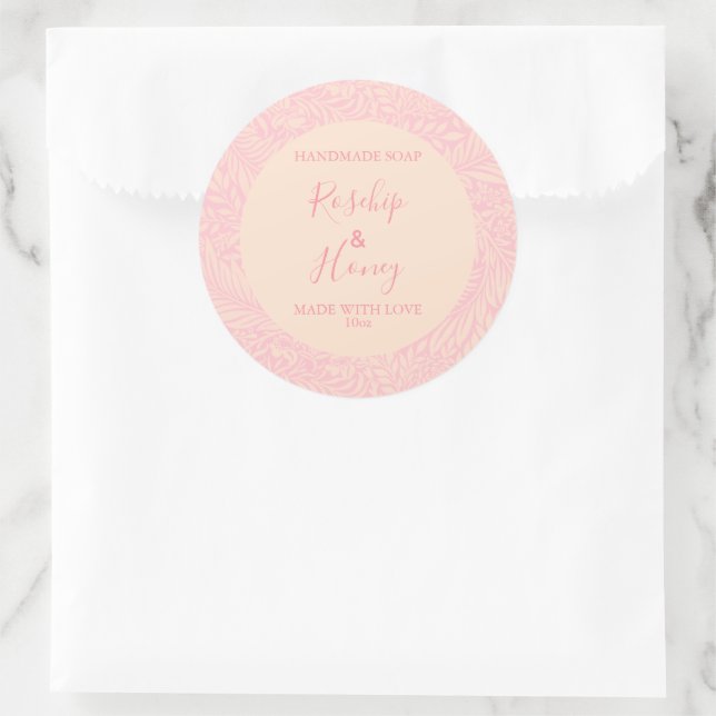 Rose à motifs floraux de Étiquette de savon person (Sac)